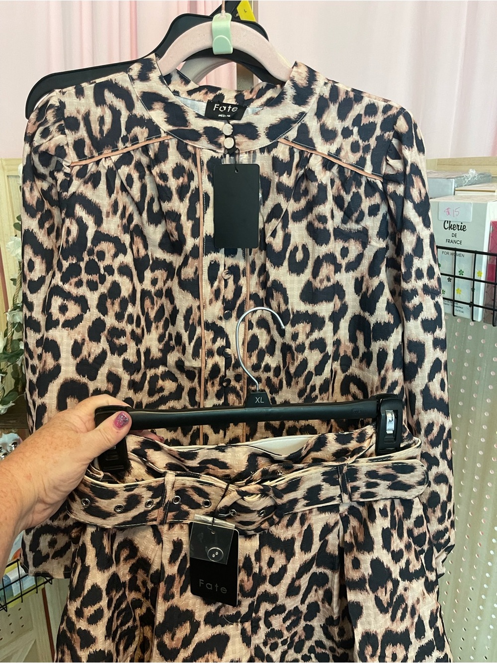 Fate Leopard-Print Blazer Jacket in Beige and Black